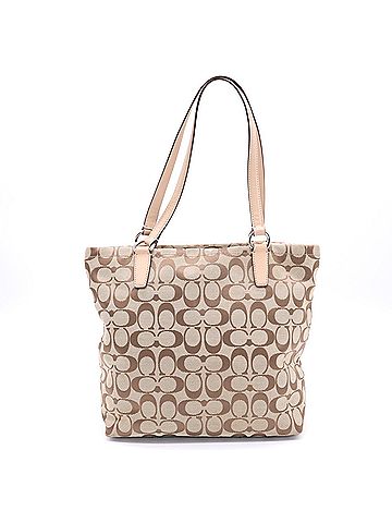 Coach COACH Signature Stripe Tote Bag F28504 Brown Pink Women's (view 2)