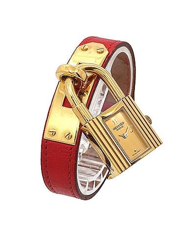 Hermès Hermes Kelly Watch, Ladies' Gold and Red Quartz Watch with Padlock (view 2)