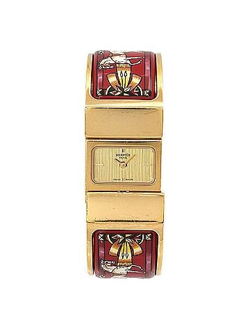 Hermès Hermes HERMES Loquet LO1 201 Bangle Watch Women's Wristwatch Cloisonné Gold Quartz (view 1)