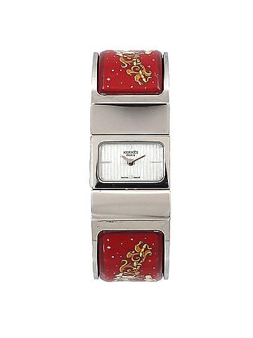 Hermès Hermes HERMES Loquet LO1 210 Bangle Watch Women's Wristwatch Cloisonné Enamel Silver Quartz (view 1)