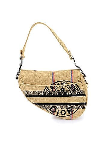 Christian Dior Christian Dior Union Saddle Handbag Jute Canvas Beige Gunmetal Hardware Bag (view 2)