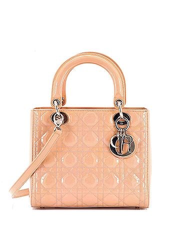 Christian Dior Lady Dior Bag Cannage Quilt Patent Medium (view 1)