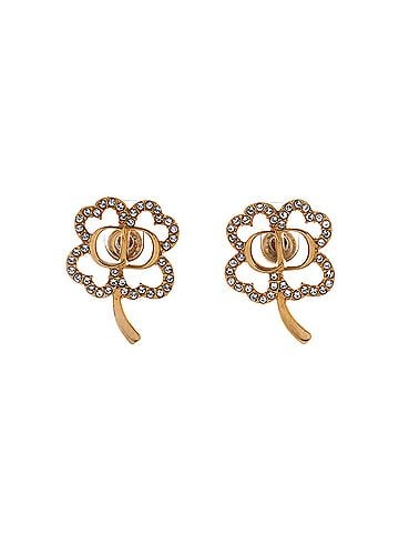 Christian Dior CD Clover Stud Earrings Metal with Crystals (view 1)