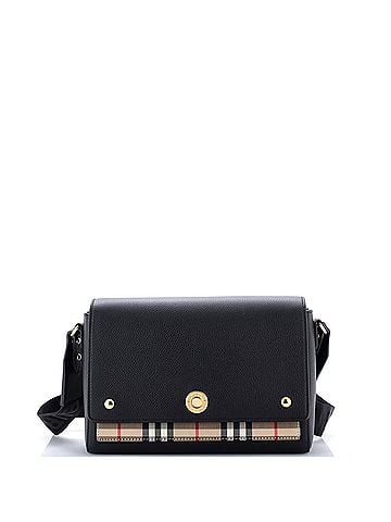 Burberry Note Crossbody Bag Leather with Vintage Check Canvas Medium (view 1)