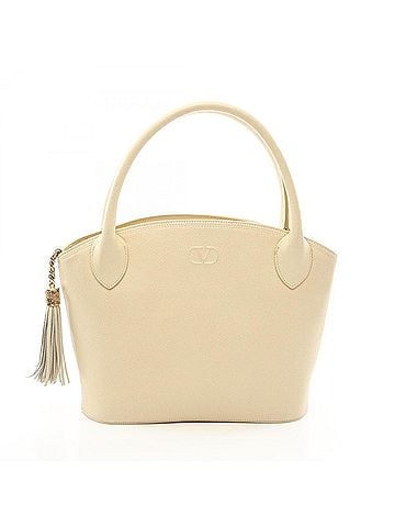 Valentino Valentino Tassel V Logo Handbag, Leather, Women's, Ivory (view 1)