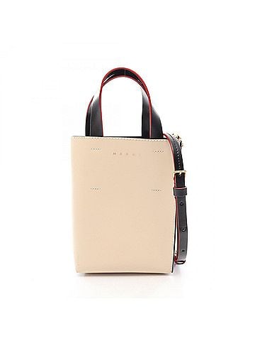 MARNI MARNI MUSEO NANO 2-Way Handbag, Leather, Women's, Beige/Multicolor (view 1)