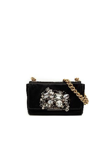 Dolce & Gabbana Crystal Embellished Satin Miss Stone Chain Crossbody (view 1)