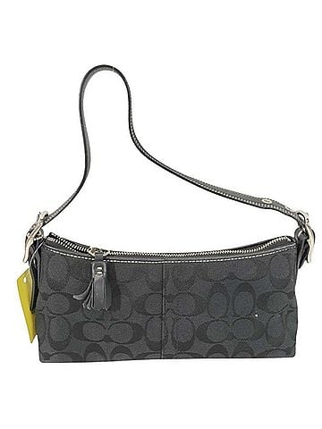 Coach COACH Signature Handbag 8K01 Black Canvas Leather Women's Shoulder Bag (view 1)