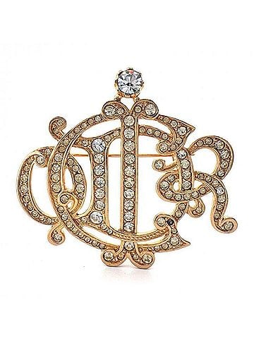 Christian Dior Christian Dior Emblem Logo Rhinestone GP Brooch Gold (view 1)