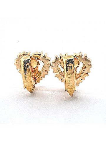 Christian Dior Christian Dior GP Rhinestone Earrings Gold Heart Logo (view 2)
