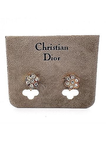 Christian Dior Christian Dior Flower Motif Vintage Earrings with Gold-Colored Stones (view 1)