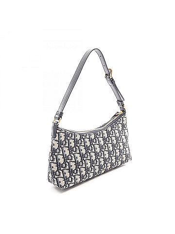 Christian Dior Christian Dior Dior 30 Montaigne Cigale Oblique Handbag, Canvas and Leather, Women's, Beige/Navy, S2381UTZQ (view 2)