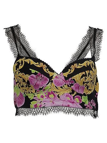 Versace Versace Orchid Foulard Cropped Top in Multicolor Silk (view 1)