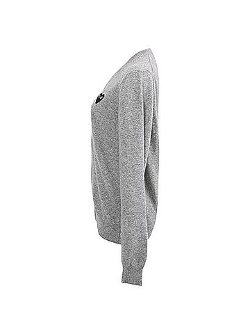 Comme des Garçons Comme Des Garçons Play Logo-Patch Cardigan in Grey Wool (view 2)