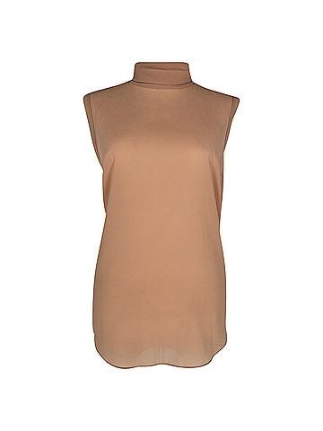 Brunello Cucinelli Brunello Cucinelli High-Neck Sleeveless Blouse in Beige Silk (view 1)