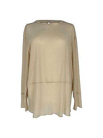 Brunello Cucinelli Brunello Cucinelli Long Sleeve Blouse in Cream Silk (view 1)