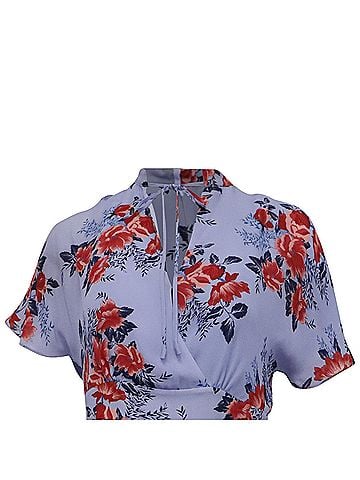 Parker Parker Floral-Print Mini Dress in Blue Silk (view 2)