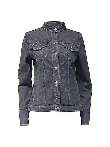 Burberry Burberry Buttoned Denim Jacket in Dark Blue Cotton (view 1)