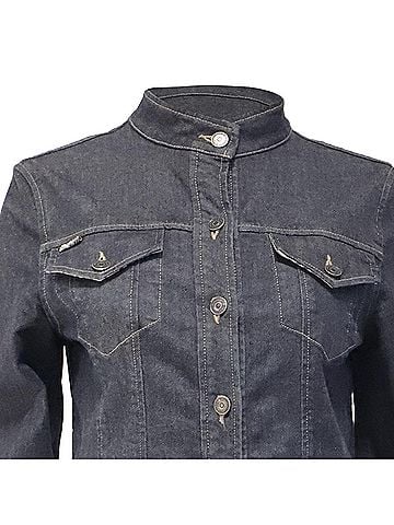 Burberry Burberry Buttoned Denim Jacket in Dark Blue Cotton (view 2)