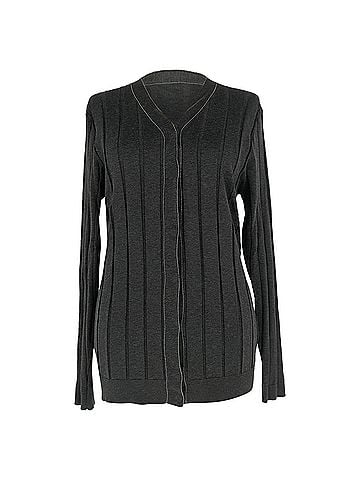 Brunello Cucinelli Brunello Cucinelli Hidden-Buttoned Knitted Cardigan in Grey Cotton (view 1)