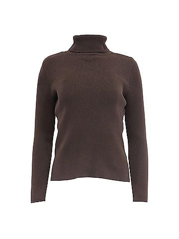 Ralph Lauren Ralph Lauren Ribbed Turtleneck Sweater in Brown Cotton (view 1)
