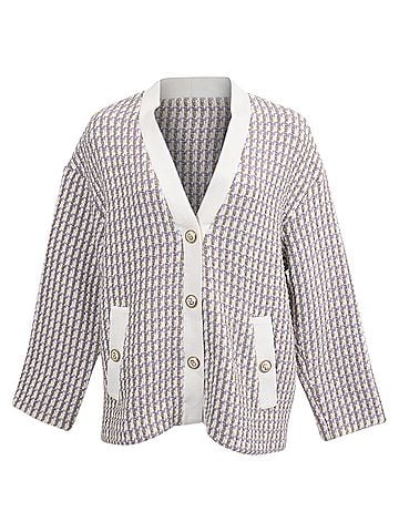 Maje Maje Vido Tweed Cardigan in Multicolor Cotton (view 1)