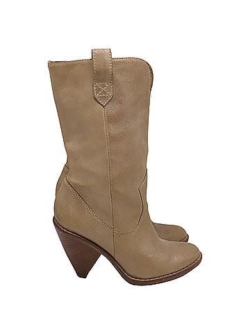 Michael Kors Michael Kors Heeled Western Mid-Calf Boots in Brown Leather (view 1)