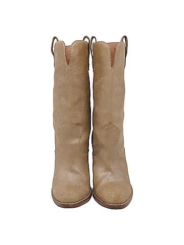 Michael Kors Michael Kors Heeled Western Mid-Calf Boots in Brown Leather (view 2)