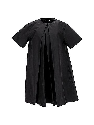 Jil Sander Jil Sander Pleated Mini Dress in Black Cotton (view 1)