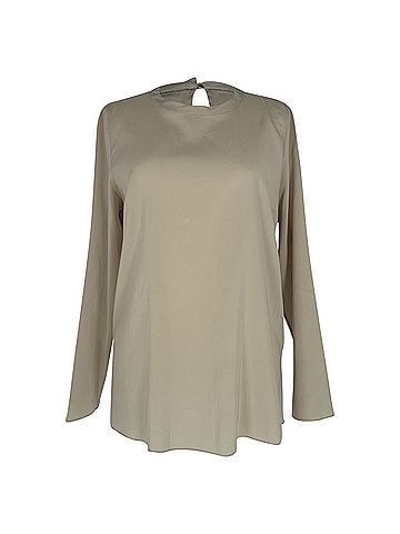 Brunello Cucinelli Brunello Cucinelli Long Sleeve Blouse in Grey Silk (view 1)