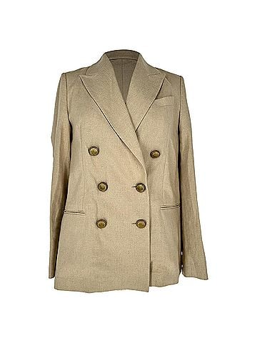 Brunello Cucinelli Brunello Cucinelli Double-Breasted Blazer in Beige Linen (view 1)