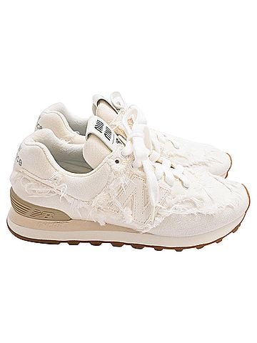 Miu Miu Miu Miu x New Balance 574 Sneakers in Cream Canvas (view 1)