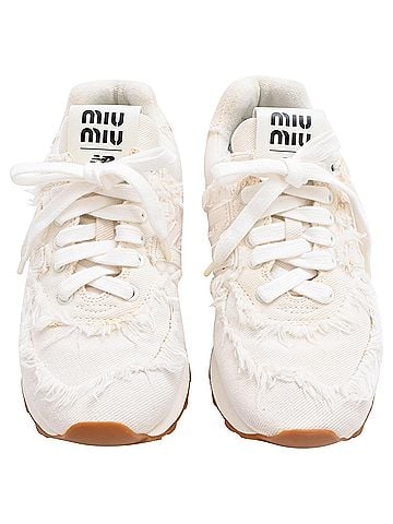 Miu Miu Miu Miu x New Balance 574 Sneakers in Cream Canvas (view 2)