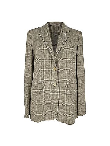Max Mara Max Mara Plaid Single-Breasted Blazer Beige Wool (view 1)