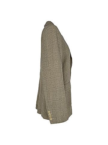 Max Mara Max Mara Plaid Single-Breasted Blazer Beige Wool (view 2)