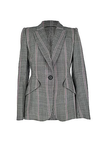 Alexander McQueen Alexander Mcqueen Price of Wales Plaid Blazer in Grey Wool (view 1)