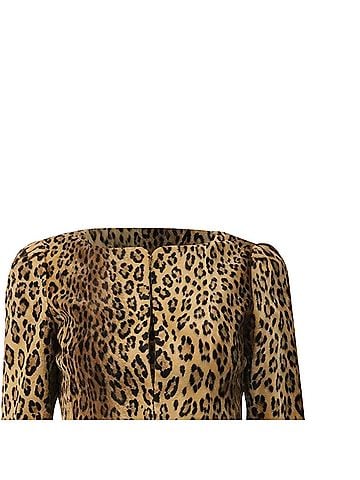 Milly Milly Leopard-Print Cropped Blazer in Brown Pony Hair (view 2)