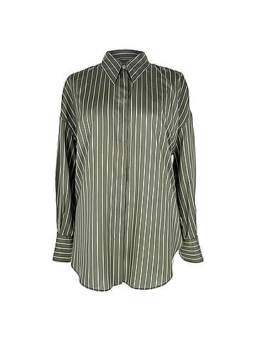 Brunello Cucinelli Brunello Cucinelli Striped Shirt in Olive Silk (view 1)