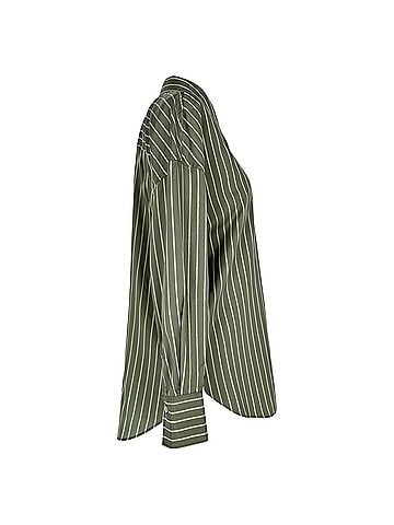 Brunello Cucinelli Brunello Cucinelli Striped Shirt in Olive Silk (view 2)