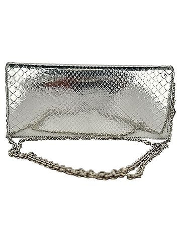 Christian Dior Christian Dior Python Flap Long Chain Clutch in Silver Leather (view 1)