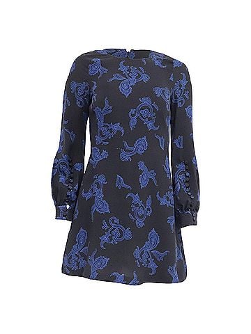 A.L.C. A.L.C Paisley-Print Mini Dress in Black Silk (view 1)