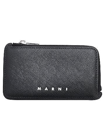 MARNI Marni Logo-Print Zipped Card Wallet in Black Leather (view 1)