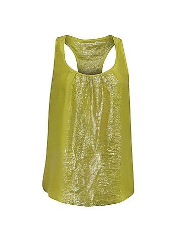 Trina Turk Trina Turk Metallic Tank Top in Lime Green Silk (view 1)