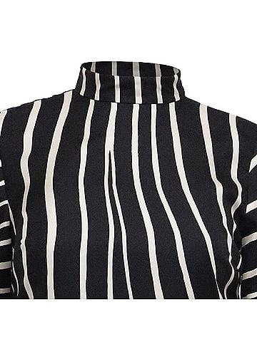 Trina Turk Trina Turk Striped Long Sleeve Mini Dress in Black Silk (view 2)