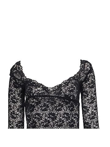 Dolce & Gabbana Dolce &amp; Gabbana Long Sleeve lace Top in Black Polyamide (view 2)