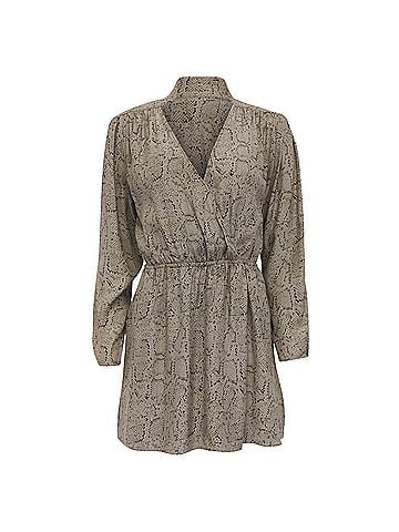 Parker Parker Snakeskin-Print Mini Dress in Beige Silk (view 1)