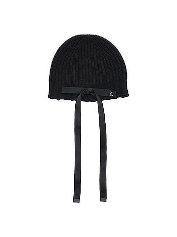 Chanel Chanel CC Bow Detailed Beanie in Black Cashmere (view 2)