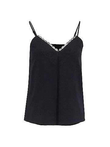 Alice + Olivia Alice + Olivia Lace-Trimmed Tank Top in Black Silk (view 1)