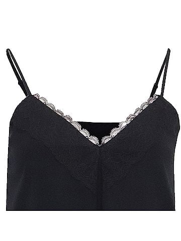 Alice + Olivia Alice + Olivia Lace-Trimmed Tank Top in Black Silk (view 2)