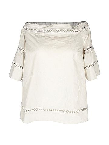 Michael Kors Michael Michael Kors Embroidered Off-Shoulder Top in White Cotton (view 1)